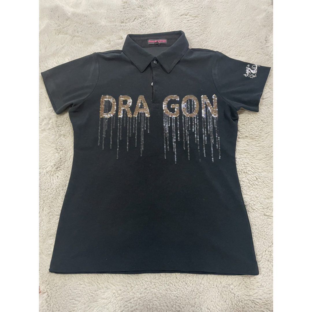 Dance With Dragon(ダンスウィズドラゴン)のダンスウィズドラゴン レディースゴルフポロシャツMサイズブラック スポーツ/アウトドアのゴルフ(ウエア)の商品写真