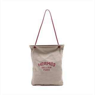 エルメス(Hermes)のエルメス アリーヌMM トワルシェブロン×レザー  ベージュ レディース(ショルダーバッグ)