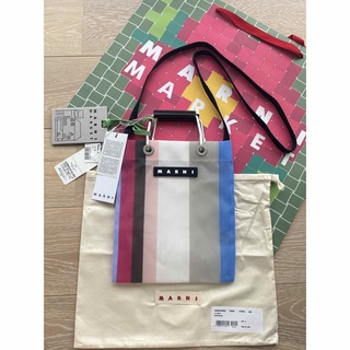 マルニ(Marni)の【新品未使用】02  MARNI ストライプミニショルダーバッグ　リリーホワイト(ショルダーバッグ)