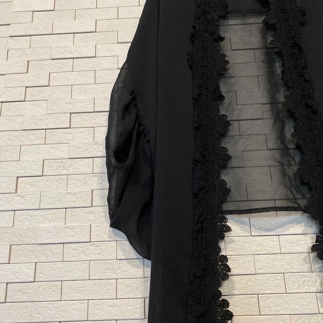 La Piece(ラピエス)のシフォンの肩かけ　ブラック レディースのファッション小物(マフラー/ショール)の商品写真