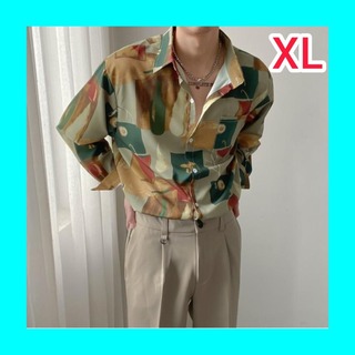 レトロ シャツ XL 長袖 ゆったり メンズ(シャツ)