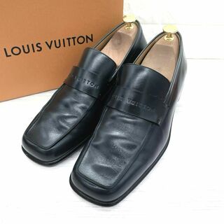 ルイヴィトン(LOUIS VUITTON)の美品 Louis Vuitton ローファー ロゴ型押し 革靴 レザー 26.0(スリッポン/モカシン)