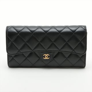 シャネル(CHANEL)のシャネル  キャビアスキン  ブラック レディース 長財布(財布)