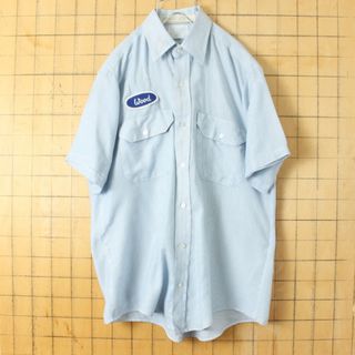 ラングラー(Wrangler)のUSA製 Wrangler ワッペン ストライプワークシャツ ブルーM ss90(シャツ)