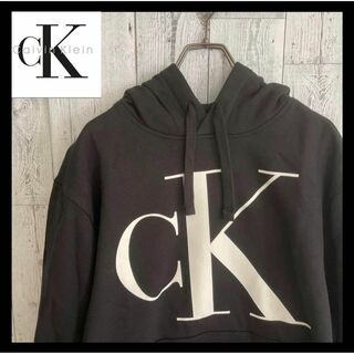Calvin Klein - 【新品】カルバンクラインcalvin klein フーディー　ロゴ　黒　裏起毛M