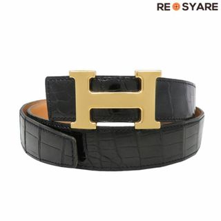 エルメス(Hermes)の良品 HERMES エルメス コンスタンス Hベルト ポロサス クロコダイル レザー ゴールドバックル ベルト 46461(ベルト)