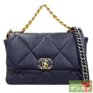 シャネル(CHANEL)の【中古】CHANEL シャネル シャネル19 ショルダーバッグ チェーンショルダー ハンドバッグ 斜め掛け ネイビー レザー 30番台 レディース【質屋】(ショルダーバッグ)