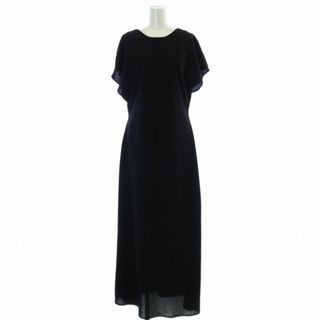 ザラ(ZARA)のザラ CRAPE DRESS フレアワンピース マキシ ロング 半袖 L 黒(ロングワンピース/マキシワンピース)