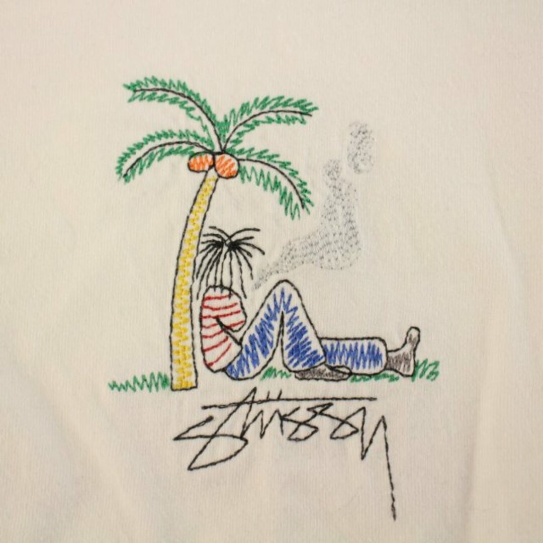 STUSSY(ステューシー)のSTUSSY Tシャツ カットソー 半袖 クルーネック ロゴ刺繍 S 白 メンズのトップス(Tシャツ/カットソー(半袖/袖なし))の商品写真