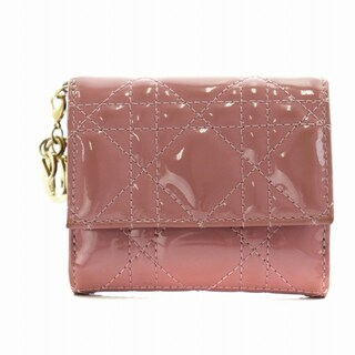 クリスチャンディオール(Christian Dior)のクリスチャンディオール ロータスウォレット カナージュ 三つ折り財布 ピンク(財布)