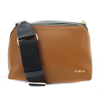 フルラ(Furla)のフルラ バイカラー クロスボディ ショルダーバッグ ロゴ レザー 茶色 黒(ショルダーバッグ)