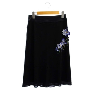 ヴィヴィアンタム(VIVIENNE TAM)のヴィヴィアンタム スカート ミモレ ロング Aライン 台形 刺繍 1 黒(ロングスカート)