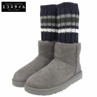 UGG - アグ 新品同様 UGG アグ ×SACAI KNIT CLASSIC MINI II ブーツ レディース グレー×ネイビー 10 1102990 10