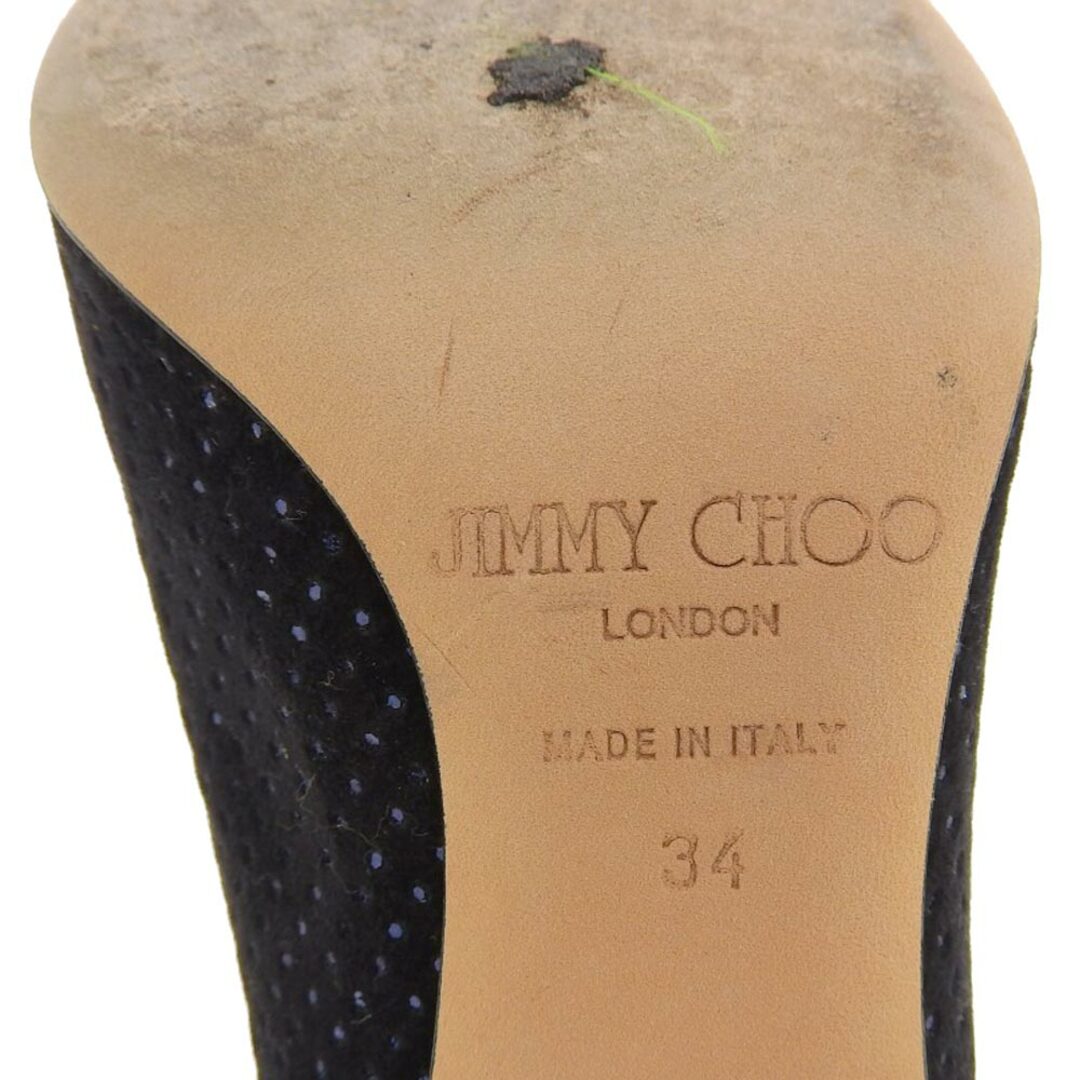 JIMMY CHOO(ジミーチュウ)のジミーチュウ 美品 JIMMY CHOO ジミーチュウ ヒール パンプス スエード レディース ブラック/ネイビー 34 34 レディースの靴/シューズ(ハイヒール/パンプス)の商品写真