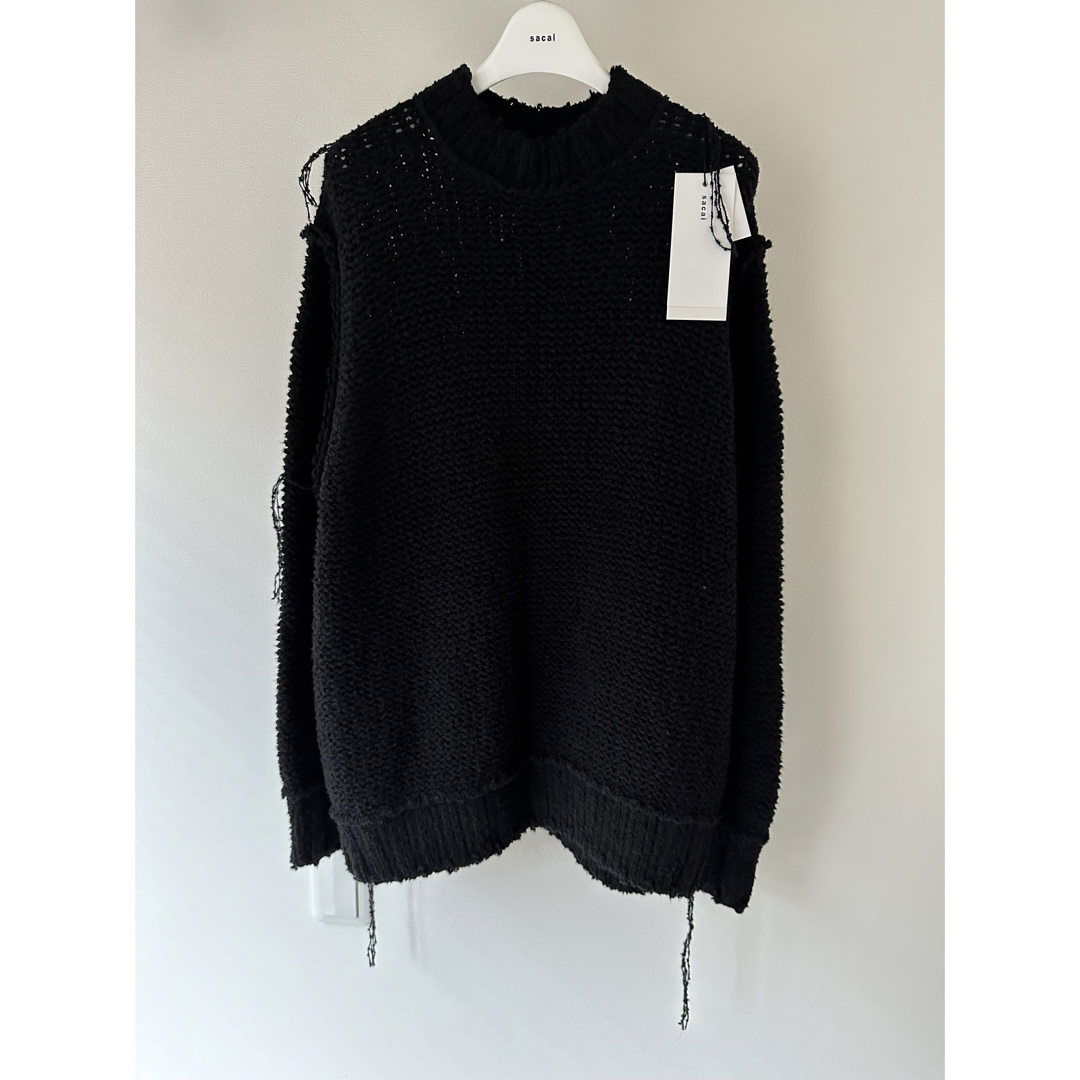 sacai - sacai 24SS Knit pullover ブラックの通販 by .com's sacai - sacai 24SS Knit pullover ブラックの通販 by .com's
