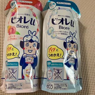 カオウ(花王)のビオレu スイートピーチの香り と微香性　つめかえ用 340ml(ボディソープ/石鹸)