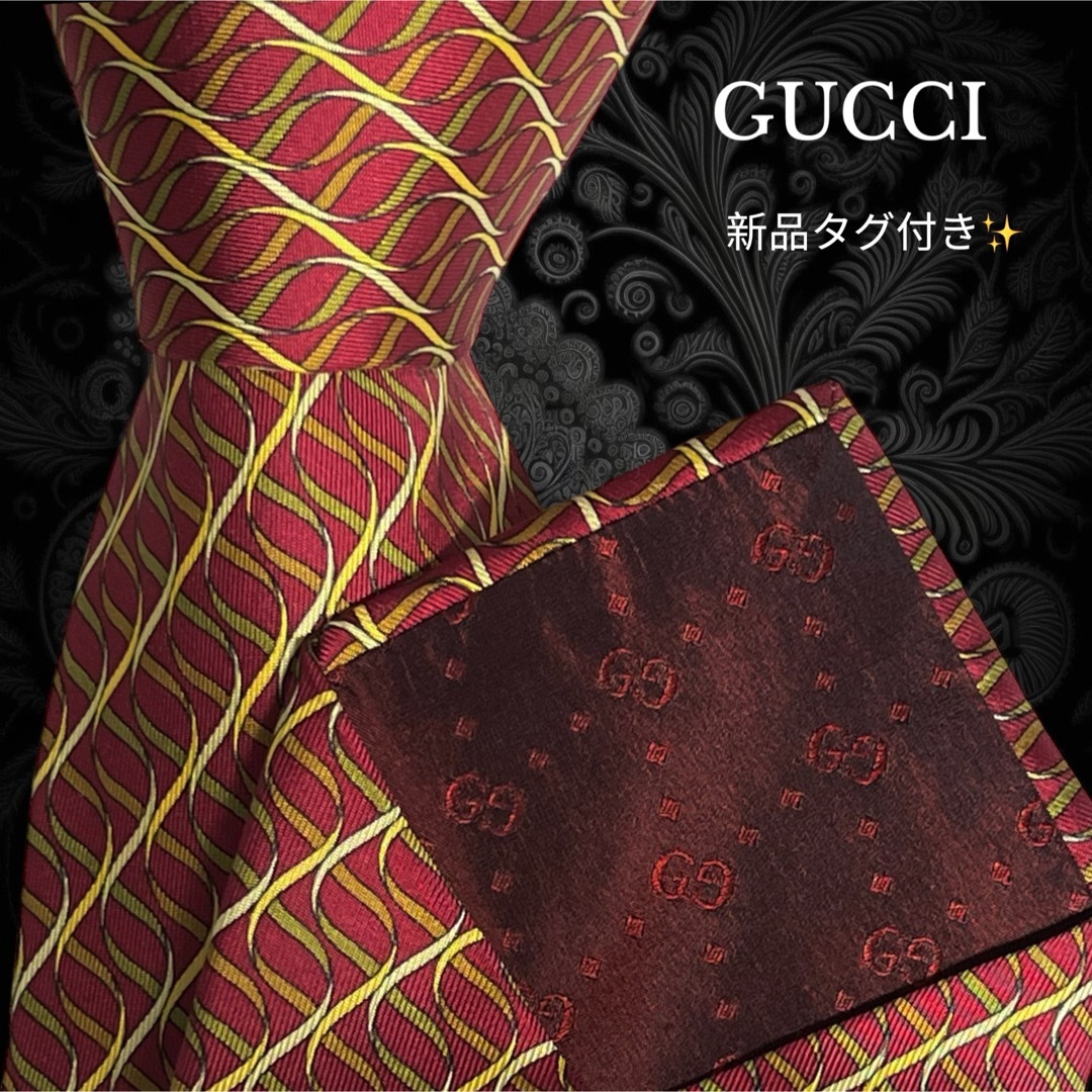 Gucci(グッチ)のGUCCI ネクタイ レッド マルチカラー ストライプ系 シマ GG メンズのファッション小物(ネクタイ)の商品写真
