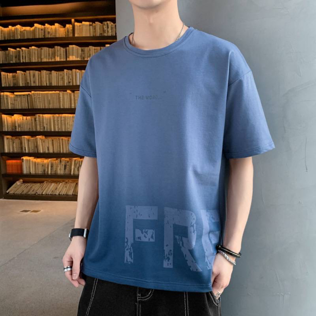 【新品】　メンズ　Tシャツ　シンプル　爽やか　グラデーション　青　夏 メンズのトップス(Tシャツ/カットソー(半袖/袖なし))の商品写真