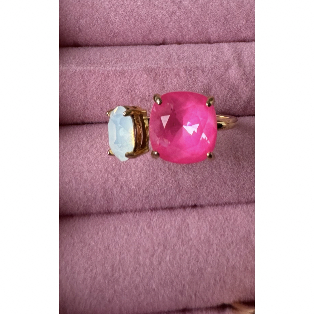 H.P.FRANCE(アッシュペーフランス)のピンクピンク、ホワイトオパール　フリーサイズリング レディースのアクセサリー(リング(指輪))の商品写真