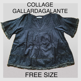 COLLAGE GALLARDAGALANTE - コラージュガリャルダガランテ トップス チュニック　紺　フリーサイズ