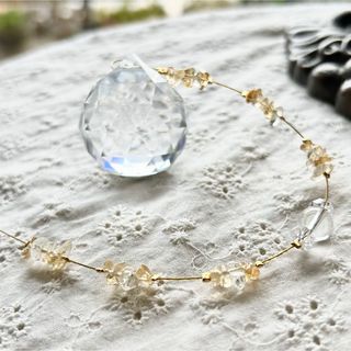 値下◎金運+幸運◎サンキャッチャー30mm+天然石水晶&シトリン 値下◎金運+幸運◎サンキャッチャー30mm+天然石水晶&シトリン