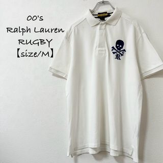 ポロラルフローレン(POLO RALPH LAUREN)の美品★00s★ラルフローレン★ポロシャツ★スカル★骸骨/ドクロ★ホワイト白紺★M(ポロシャツ)