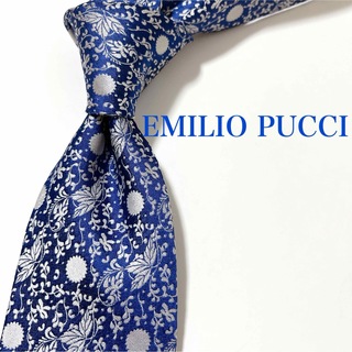 エミリオプッチ(EMILIO PUCCI)の美品 エミリオプッチ ネクタイ ハイブランド ボタニカル柄 光沢 ジャガード織り(ネクタイ)