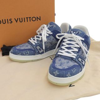 ルイヴィトン(LOUIS VUITTON)の【本物保証】 箱・布袋付 新品同様 ルイヴィトン LOUIS VUITTON モノグラム デニム トレイナーライン ヴァージルアブロー 7 スニーカー (スニーカー)