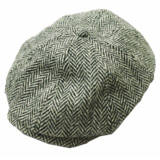 ダブルアールエル(RRL)のRRL x HARRIS TWEED ダブルアールエル ハリスツイード 別注 HERRINGBONE TWEED NEWSBOY CAP ヘリンボーンツイードニュースボーイキャップ 782805015001 M(58cm) ブラック/グレー Double RL キャスケット 帽子【中古】【RRL × HARRIS TWEED】(キャスケット)