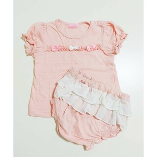 ベベ(BeBe)のベベ ブルマ セット アップ 60 70 半袖 ピンク 女の子 ベビー 服 子供(パンツ)