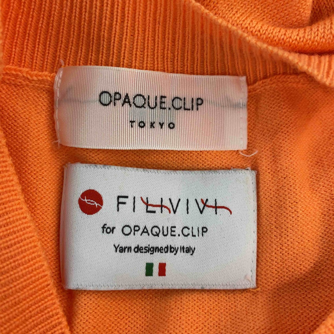 OPAQUE.CLIP(オペークドットクリップ)のOPAQUE.（CLIP） オペークドット（クリップ） レディース カーディガン 長袖 オレンジ クルーネック ウール混 FILIVIVI社製糸使用 レディースのトップス(カーディガン)の商品写真