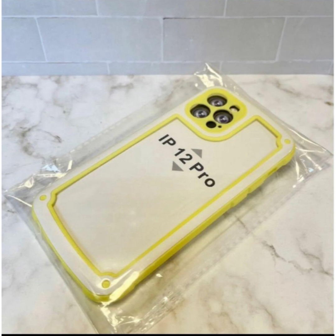 【iPhone12pro】イエロー iPhoneケース シンプル フレーム 黄色 スマホ/家電/カメラのスマホアクセサリー(iPhoneケース)の商品写真