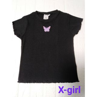 X-girl - 【№638】✅X-girl Tシャツ 半袖 リブTシャツ ブラック バタフライ