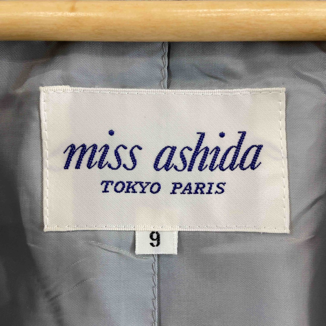 jun ashida(ジュンアシダ)のmiss ashida ミスアシダ レディース ノーカラージャケット グレー チェック ウール ショート丈 レディースのジャケット/アウター(ノーカラージャケット)の商品写真
