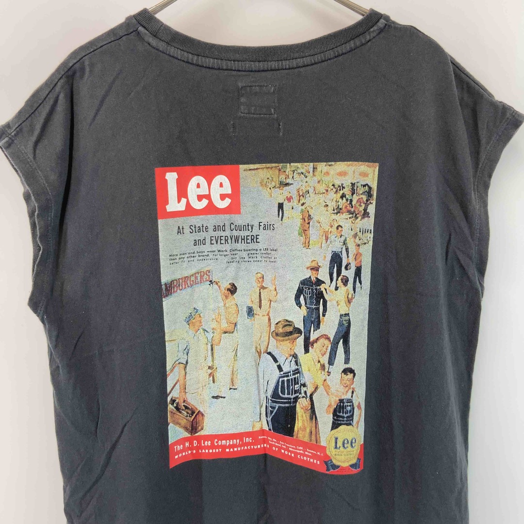 Lee(リー)のLee リー レディース ノースリーブワンピース　ロング丈　チャコールグレー　バックプリント　ロゴ刺繍 レディースのワンピース(ロングワンピース/マキシワンピース)の商品写真