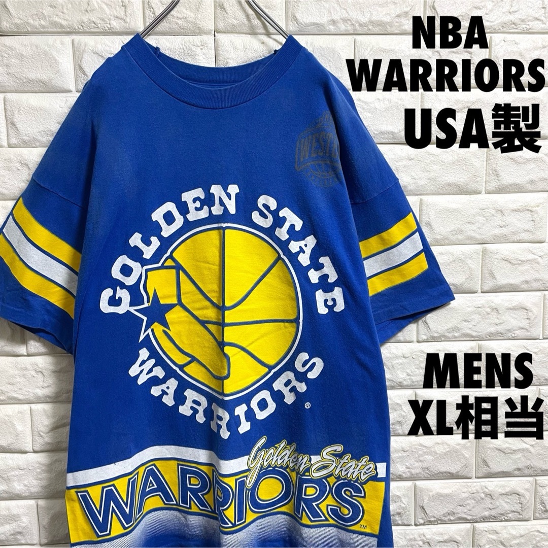 90s USA製　NBA WARRIORS 半袖Tシャツ　メンズXLサイズ相当 メンズのトップス(Tシャツ/カットソー(半袖/袖なし))の商品写真