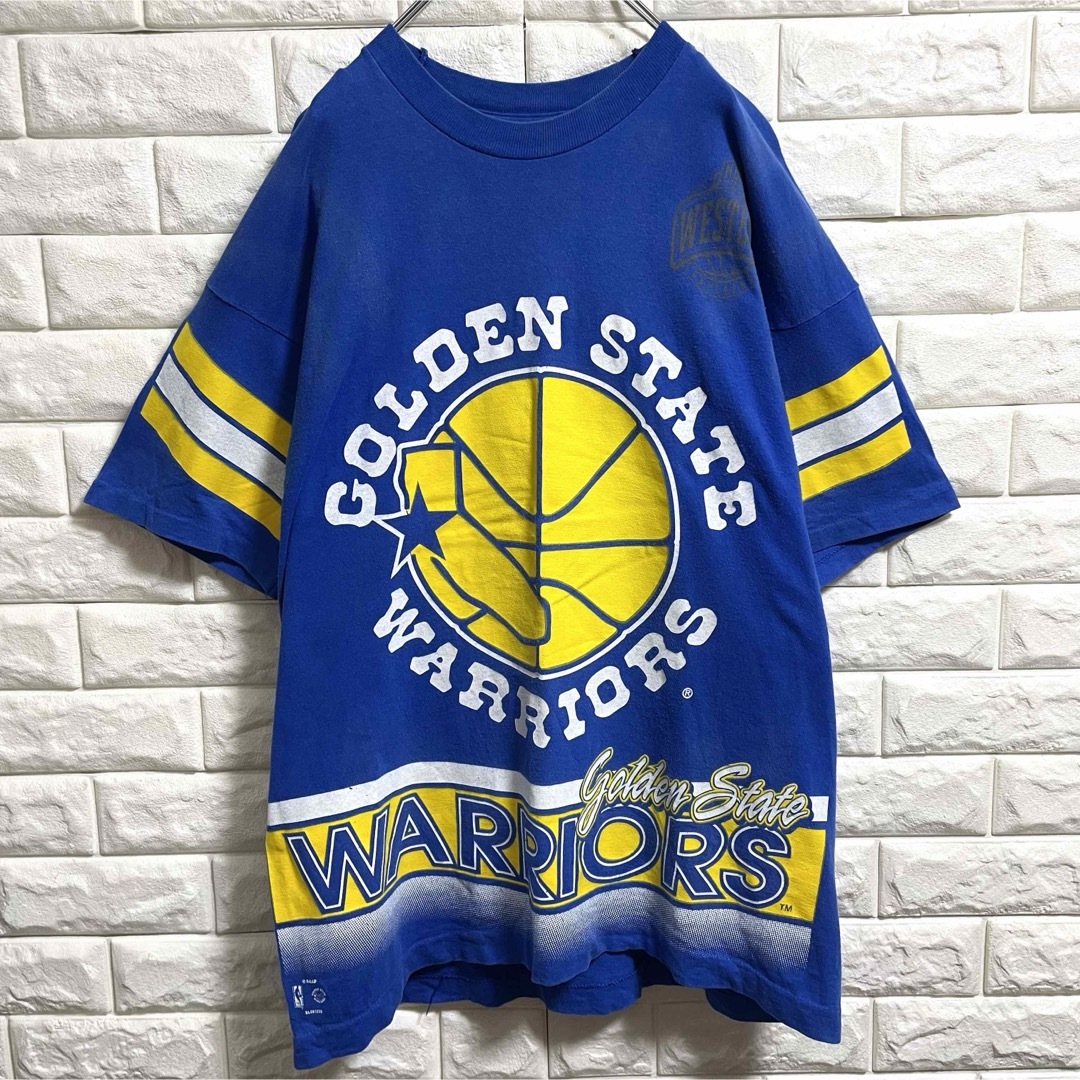 90s USA製　NBA WARRIORS 半袖Tシャツ　メンズXLサイズ相当 メンズのトップス(Tシャツ/カットソー(半袖/袖なし))の商品写真