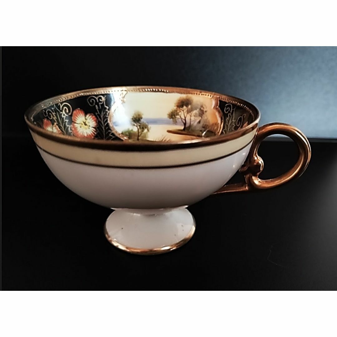 超豪華!オールドノリタケ金盛 湖畔の風景 カップ&ソーサ 1906年 初期マルキ 超豪華!オールドノリタケ金盛 湖畔の風景 カップ&ソーサ 1906年 初期マルキ