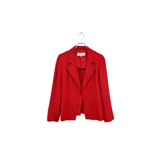 YVESSAINTLAURENT red jacket イヴサンローラン ジャケット シルク混 レッド ヴィンテージ レディース 6(テーラードジャケット)