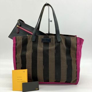 FENDI - 【FENDI】トートバッグ　ペカン柄　キャンバス　ブラウン　ピンク　ポーチ付き