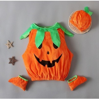 残り2個★ハロウィン コスプレ 衣装 仮装 パンプキン かぼちゃ 子供 100(ロンパース)