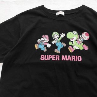 スーパーマリオ　半袖　Tシャツ　バンダイ　L　黒　 ヨッシー ピノキオ　ルイージ