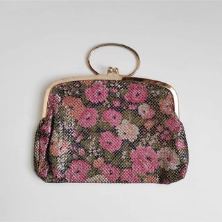 vtg ring handle bag flower 花柄　ハンドバッグ