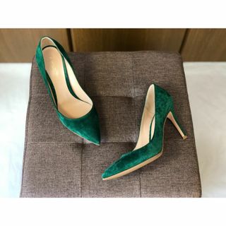 ジャンヴィットロッシ(Gianvito Rossi)の状態良好|ジャンビットロッシ|36.5|23.5㎝|パンプス|緑|k1146(ハイヒール/パンプス)