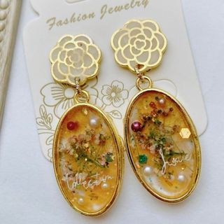 アリッサムの押し花レジンフラワービアス＊ 樹脂ピアス イヤリング レジンピアス(ピアス)