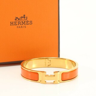 エルメス(Hermes)の極美品 エルメス H 刻印 クリッククラック PM オレンジ ゴールド バングル ブレスレット アクセサリー レディース EHM AB10-5(ブレスレット/バングル)