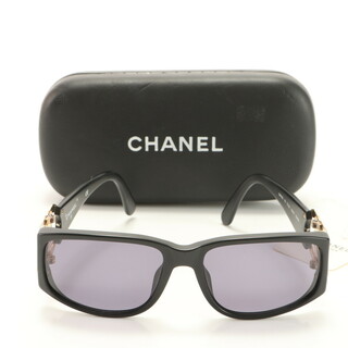 シャネル(CHANEL)の美品 シャネル 商品カード付 サングラス ココマーク 02461 90405 アイウェア 眼鏡 ブラック ゴールド レディース EHM AB10-1(サングラス/メガネ)