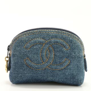 シャネル(CHANEL)のシャネル シリアルシール付 4735897 ココマーク デニム ミニ ポーチ バッグ クラッチ 化粧 メイク レディース EHM AB12-7(ポーチ)