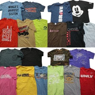 古着卸 まとめ売り カラーmix プリント 半袖Tシャツ 20枚セット (メンズ M ) ナイキ カレッジ風 ミッキー MT1024(その他)