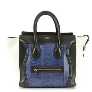 セリーヌ(celine)の美品 セリーヌ ラゲージ ミニ ショッパー パイソン レザー トート バッグ 肩掛け ショルダー ハンド A4 レディース EHM AB11-7(トートバッグ)